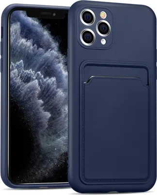 Produktbild von Conie Schutzhülle für iPhone 11 Pro Max mit Kartenfach Tasche Case Cover Bumper Silikon Hülle in Blau