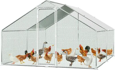 Produktbild von Faziango Hühnerstall Hühnerhaus 3x4x2m Kleintierstall Freilaufgehege Kleintiergehege Voliere Freigehege Hühnerkäfig Geflügelstall Verzinkter
