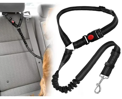 Productafbeelding van Hondenriem auto - Autogordel voor honden - Verstelbaar 45 tot 84 cm - Zwart