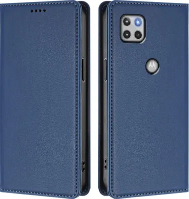Immagine prodotto di Custodia per Motorola Moto G 5G 2020, Flip Cover in Finto cuoio antiurto magnetica con supporto Blu scuro