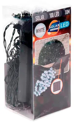 Imagen del producto de Guirnalda solar LED para jardín, 100 LED, 10 metros, luz blanca, IP44
