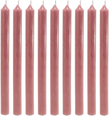 Immagine prodotto di Set di 18 candele da tavola lunghe Cactula – 2,1 x 28 cm, rosa antico – 10 ore di autonomia