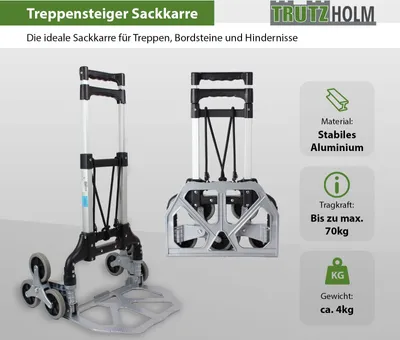 Produktbild von Alu Treppensteiger Sackkarre 70 kg klappbar extra hoch 109 cm