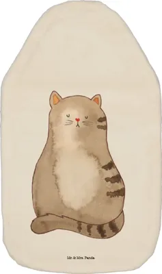 Produktbild von Mr. & Mrs. Panda Wärmflasche Katze Sitzen - Weiß - Geschenk, Wärmflaschen, Bettflasche, Cats, gummi, Wärmekissen, Herz, Katzen, mit Bezug, Liebe