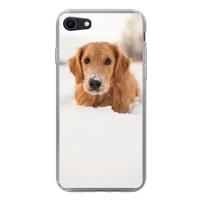 Produktbild von MuchoWow® Handyhülle Schutzhülle Hülle für iPhone 7 Hund - Schnee - Winter Silikon Softcase Handy Hülle - Kartenhalter