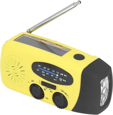 Immagine prodotto di Radio portatile con funzione torcia - Ideale per situazioni di emergenza - Ricaricabile - Batteria da 1200 mAh - Colore: nero