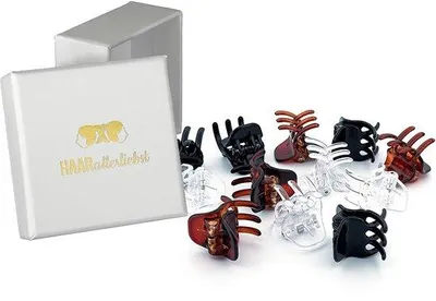 Produktbild von Kleine Frauen-Haarsteckerset 12er - Frauen-Haarstecker Schwarz Braun Transparent - kleine Haarstecker - Haarklemmen - Mini Haarstecker