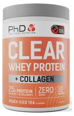 Produktbild von PhD Clear Whey Protein + Collagen (300g) Peach Iced Tea - Eiweiße - Klares Protein