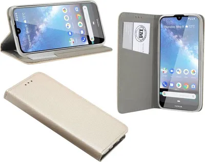 Produktbild von Buch Tasche "Smart" kompatibel mit NOKIA 2.2 Handy Hülle Etui Brieftasche Schutzhülle mit Standfunktion, Kartenfach Gold
