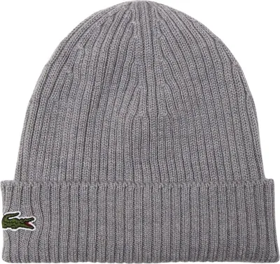 Image de Bonnet unie Lacoste en laine côtelée (RB0001) - Gris