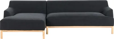 Produktbild von BELIANI 3-Sitzer Ecksofa Schwarz Stoffbezug mit Chaiselounge Rechts Armlehnen Niedrige Rückenlehne Tiefe Sitzfläche Hohe Holzbeine Skandi Wohnzimmer