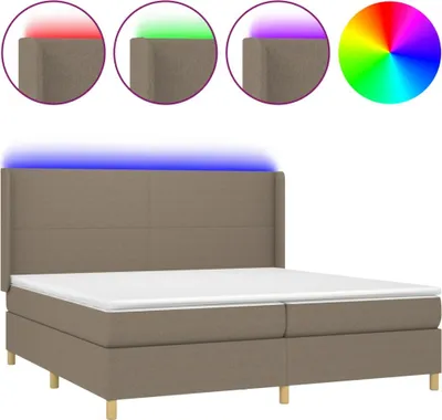 Produktbild von vidaXL Boxspringbett mit Matratze & LED Taupe 200x200 cm Stoff