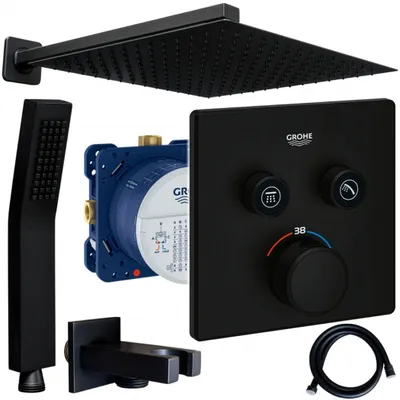 Produktbild von Grohe und Jowi Unterputz Duschsystem Schwarz, Smartcontrol Thermostat, Kopfbrause