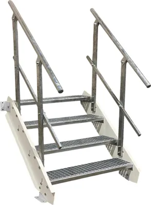 Zdjęcie produktu dla 4 stopnie schodów stalowych białe Szerokość 80 cm Wysokość kondygnacji 55 - 85 cm 2x poręcze
