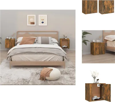 Produktbild von vidaXL Wand-Nachttische 2 Stk. Räuchereiche 50x30x47 cm -  Nachttische