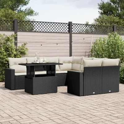 Produktbild von Maison Exclusive - 9-tlg. Garten-Sofagarnitur mit Kissen Schwarz Poly Rattan