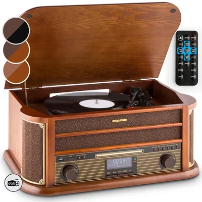 Obrázek produktu pro Auna - retro gramofon s reproduktorem, DAB, USB, AUX, 3 rychl., vintage design