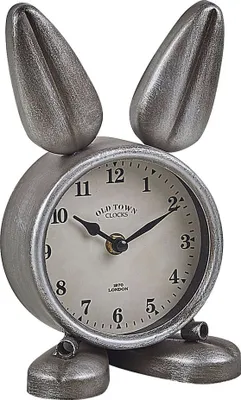 Produktbild von BELIANI Tischuhr Silber 24 cm Kaninchenform Retro Schlafzimmer Wohnzimmer