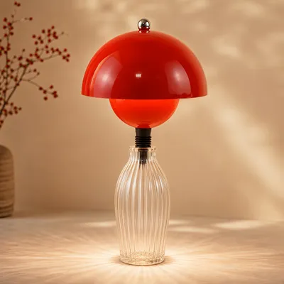 Produktbild von LED Tischlampe, Vintage Flaschenlampe, Stufenlos Dimmbar, 3 Lichtfarben,USB Aufladbar, Touch Steuerung, Kabellose Nachttischlampe, Nachtlicht, Rot