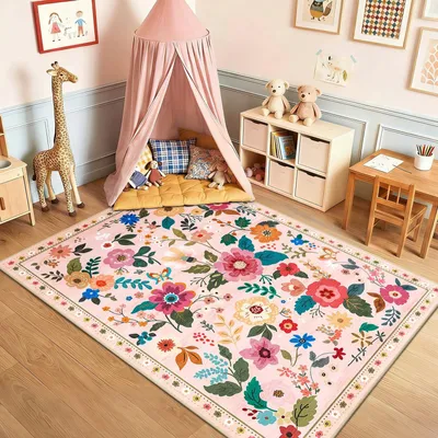Productafbeelding van Vintage Bloemen Tapijt 120x180 cm - Machinewasbaar en Antislip