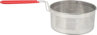 Produktbild von Runder Frittierkorb (20 cm) aus Edelstahl mit Griff für Pommes frites, Zwiebelringe, Hähnchen und Pasta