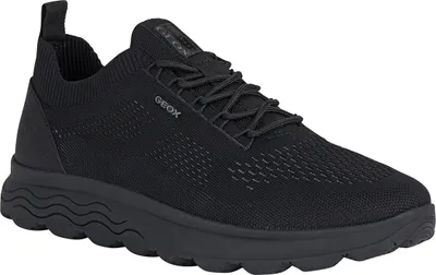 A single black GEOX Spherica A sneaker shown from a side-diagonal angle.