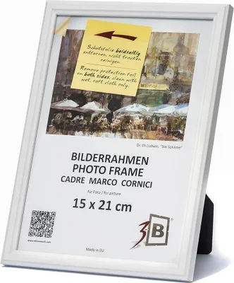 Zdjęcie produktu dla Ramka na Zdjęcia 15x21 cm Biała Drewniana A5 Szkło Akrylowe do Domu Zestaw