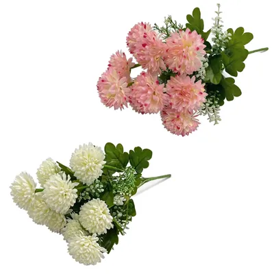 2er Set Kunstblumen Hortensie Chrysant, 28 cm, für Dekoration