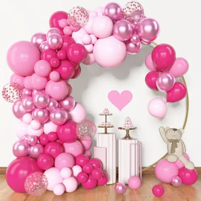 Image de Guirlande de ballons roses, kit de 153 pièces pour décoration de fête
