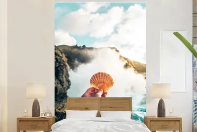 Produktbild von MuchoWow® Fototapete für Wohnzimmer oder Schlafzimmer Wandtapete Vinyl Motivtapete Muschel - Meer - Strand - 145x220 cm - Wanddekoration