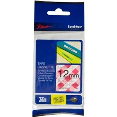 Produktbild von Brother TZe-MPRG31 - Schwarz auf rotem Gingham - Rolle (1,2 cm x 4 m) 1 Kassette(n) laminiertes Band - für Brother PT-H110, P-Touch PT-H105, H110, P-Touch Cube PT-P300, P-Touch Embellish PT-D215