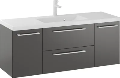 Produktbild von Rosen 120 cm Badezimmerschrank mit Waschbecken und Weißen Griffen - Zeitloses Design für Elegantes Bad
