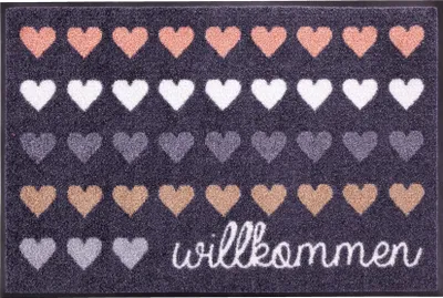 Produktbild von wash+dry Schmutzfangmatte Willkommen Herzen - 50 x 75 cm