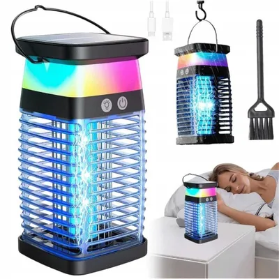 Produktbild von Solar Insektenvernichter 1500 V-UV Mückenlampe elektrisch,360° Schutz,Wiederaufladbarer Mückenlampe für Drinnen, Hinterhof, Terrasse, Garten, Camping