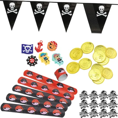 Produktbild von com-four® 37-teiliges Mitgebsel-Set Piraten - Gastgeschenke und Goodies für Mottoparty und Kindergeburtstag - Piraten-Party-Zubehör für 6 Kinder [Auswahl variiert]