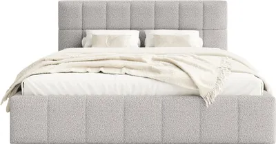 Produktbild von FEDVE Polsterbett Moura aus Bouclé-Stoff 120x200 cm, Hellgrau