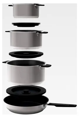 Produktbild von Kompakter Kochtopf mit Deckel, 3 Liter/20 cm, Edelstahl, für alle Herdarten einschließlich Induktion, platzsparend verstauen, magnetischer Deckel