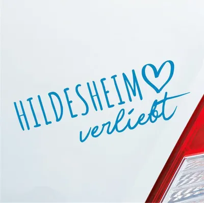 Produktbild von Auto Aufkleber Hildesheim verliebt Herz Stadt Heimat Liebe Car 19x7 cm Hellblau Sticker Heckscheibenaufkleber
