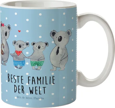 Produktbild von Mr. & Mrs. Panda Plastikbecher Koala Familie zwei - Blau Pastell - Geschenk, Kunststoffbecher, Camping Tasse, Trinklernbecher, Kindertasse, Koalabär, Haferl, Muttertag
