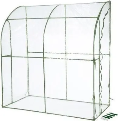 Image de Serre de Jardin Murale, 215 x 200 x 100 cm, Tube Vert Alu Ø16 mm, PVC Transparent 1mm, 2 m²