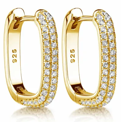 Produktbild von MATERIA by Matthias Wagner Creolen eckig Gold mit Zirkonia SO-482-Gold