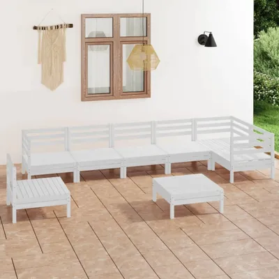 Produktbild von The Living Store 8-tlg. Garten-Lounge-Set Massivholz Kiefer Weiß