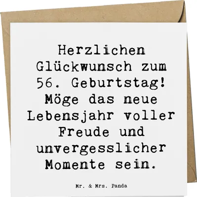 Produktbild von Mr. & Mrs. Panda Glückwunschkarte Spruch 56. Geburtstag Freude - Weiß - Geschenk, Glück wünschen, Feier, Alter, Happy Birthday, Herzlichen Glückwunsch, doppelkarte