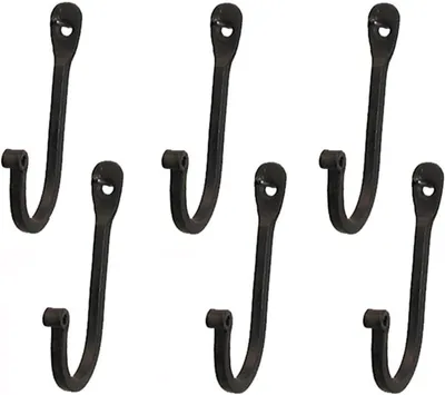Schmiedeeiserne Haken, Set mit 5, rustikale Metallbefestigungen, Wandmontage