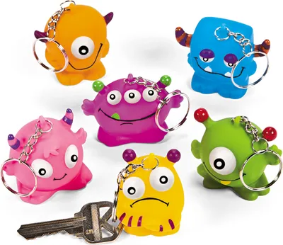 Produktbild von Lustige Monster Schlüsselanhänger 24 Stück 6 Motive Kindergeburtstag