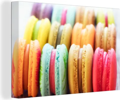 Produktbild von OneMillionCanvasses® - Leinwandbilder - 140x90 cm, Bunte Macarons aus der Nähe, Wandbilder Kunstdruck Wanddekoration