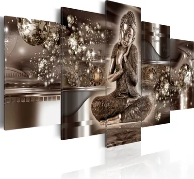 Produktbild von Leinwandbilder 200x100 cm h-A-0053-b-n Vlies Leinwandbild 5 tlg Kunstdruck modern Wandbilder XXL Wanddekoration Design Wand Bild ABSTRAKT BUDDHA ZEN