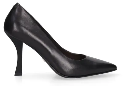 Zdjęcie produktu dla Eleganckie czarne pompy damskie na wysokim obcasie, wykonane ze skóry naturalnej