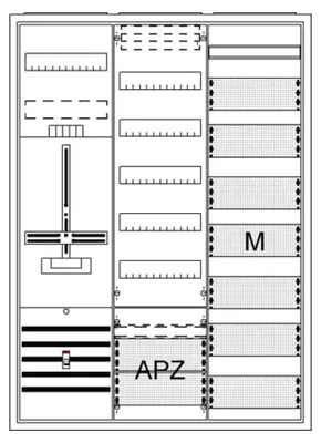 Zdjęcie produktu dla Kompletna obudowa AP3Pkt.A371Z1V7M1A2 - Wyposażona szafka licznikowa IP31 1100x800mm DA37CD