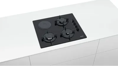 Produktbild von Bosch Serie 2 POY6B6B10, Schwarz, Integriert, 60 cm, Kombi, Gehärtetes Glas, 4 Zone(n)